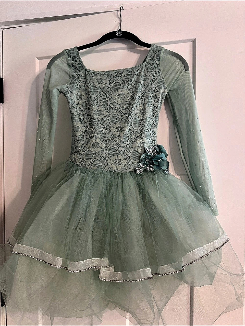 Weissman Saint Honesty Floral Tulle Formal Dress in Green